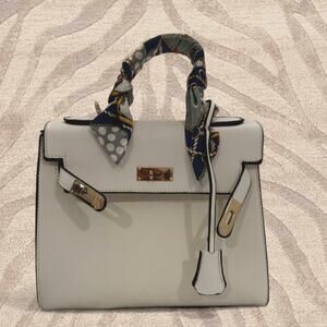 White mini top handle bag